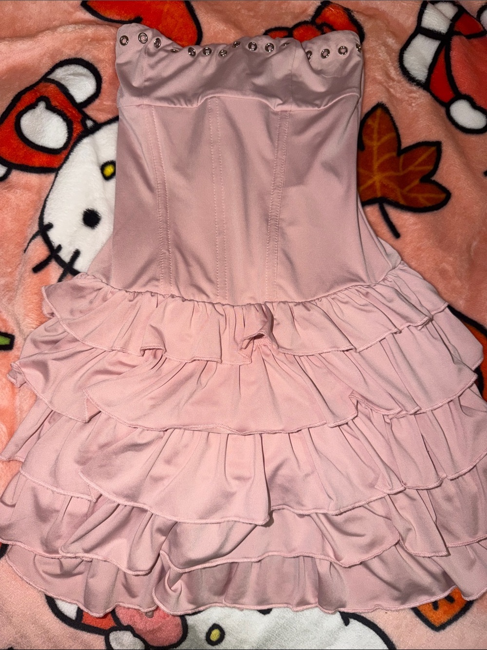 Pink Ruffled Strapless Costume Dress for Girls
